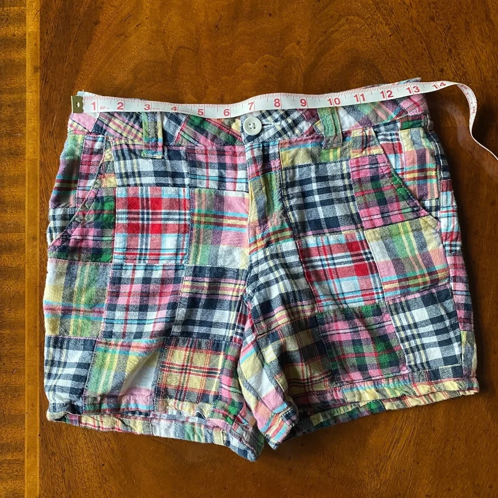 J. Khaki madras shorts cotton multicolor plaid girl 12